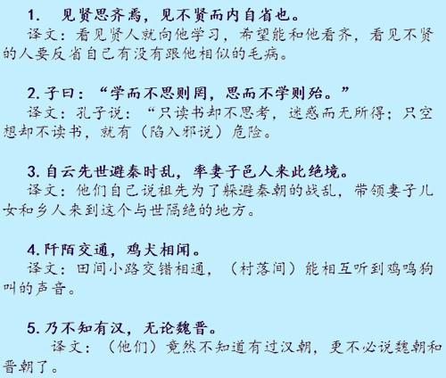 初中文言文有多少句重要句子